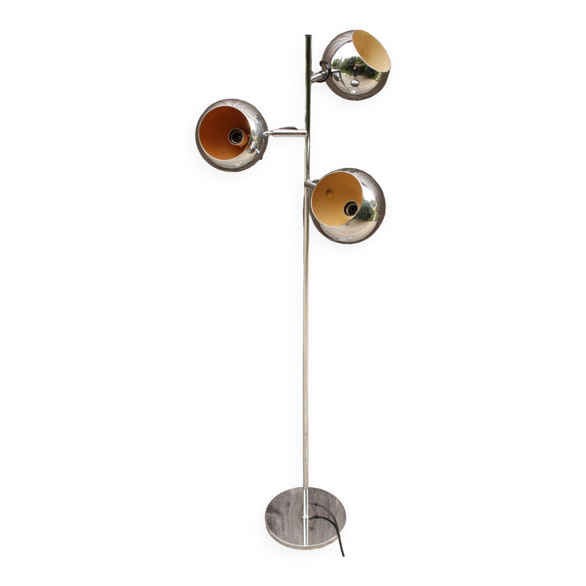 3-light floor lamp in chrome metal
