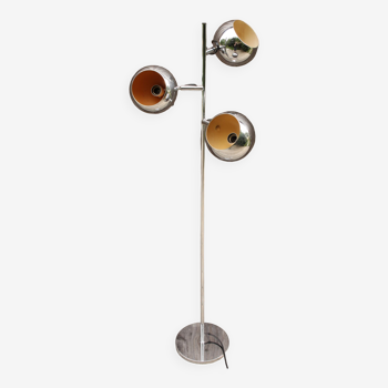 3-light floor lamp in chrome metal