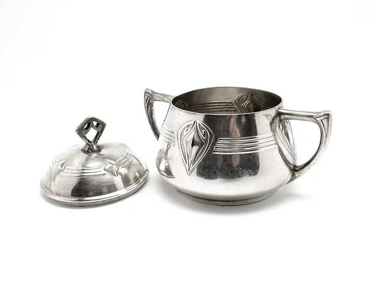 Art Nouveau sugar bowl, silver-plated brass, WMF, Germany, early 20th century