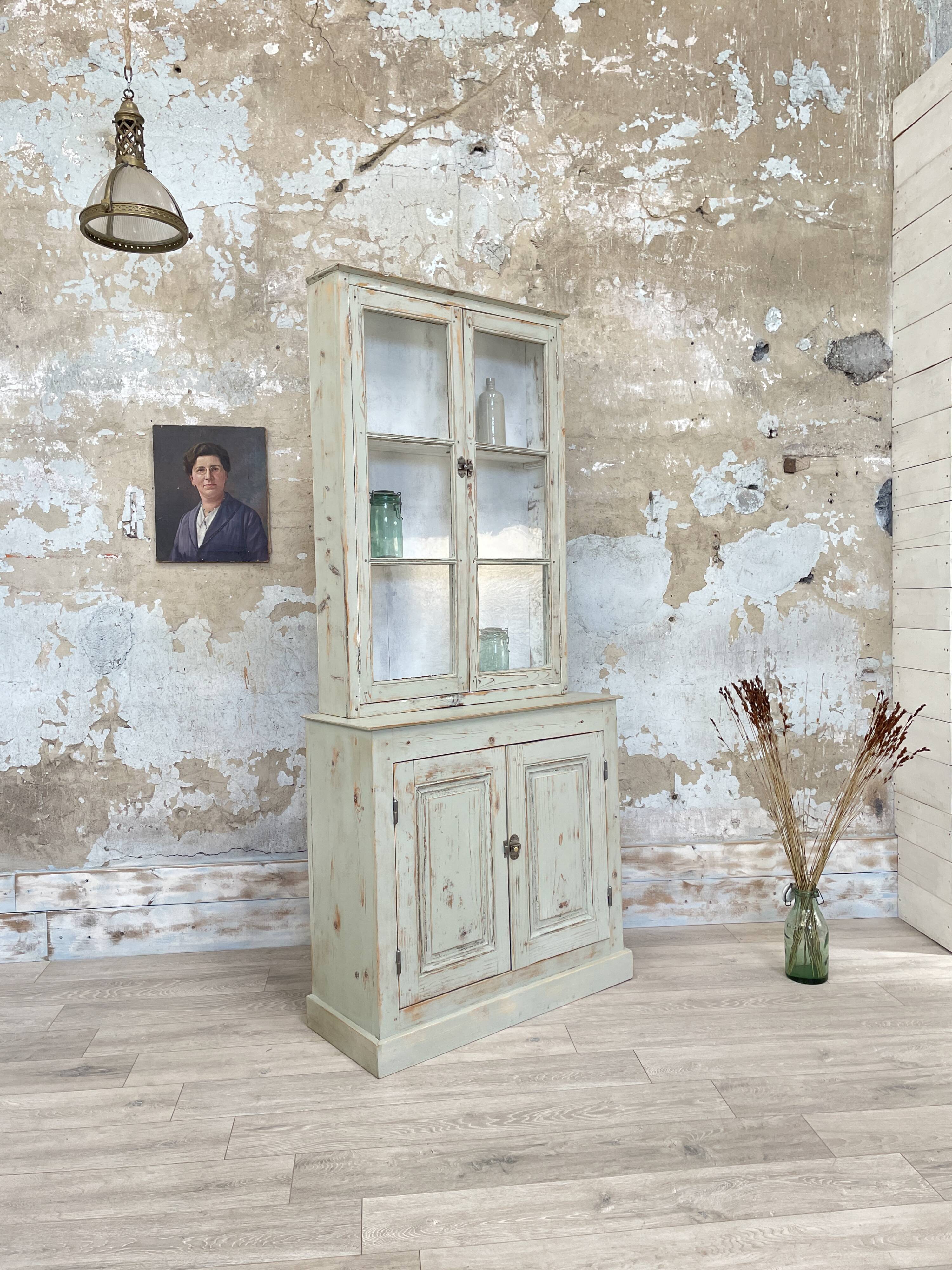 Furniture two body showcase, around 1900.