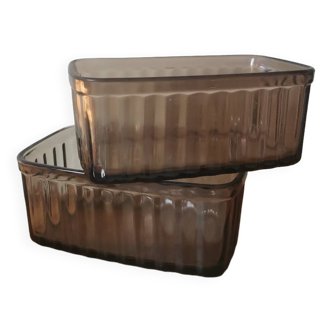 Lot de 2 plat arcopal France marron vintage publicitaire shell