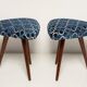 Set of two Scarabeo triangle stools in blue Dedar velvet, mid-century, Europe, 1960s.