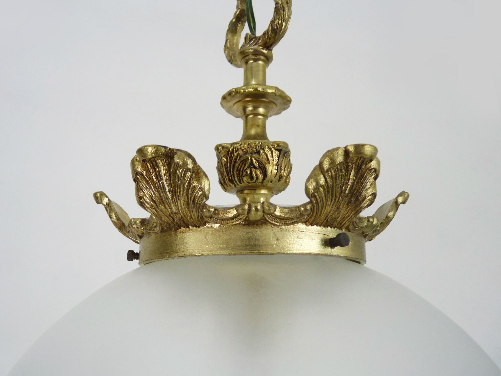 Brass chandelier and engraved glass globe, Louis XV style, 50/60