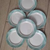 6 retro dessert plates in earthenware