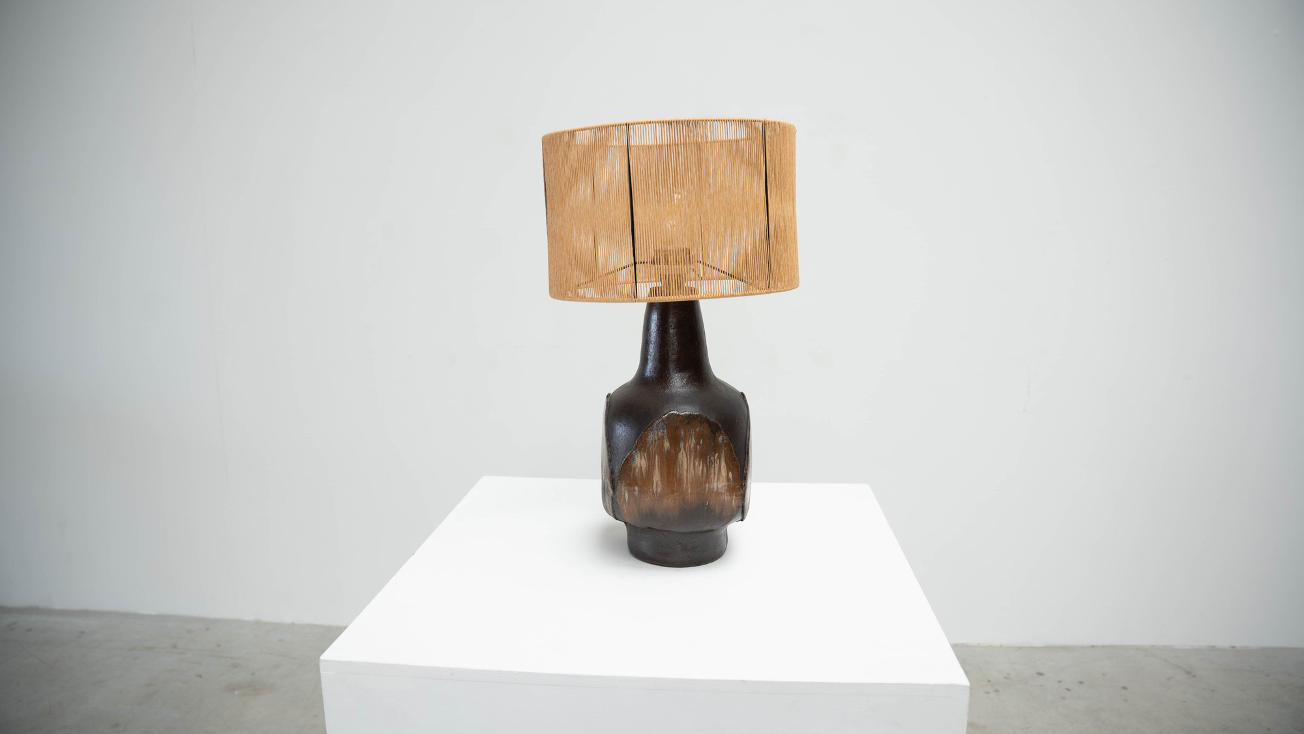 1970s dark glazed ceramic Danish lamp