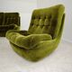 Pair of green velvet Atlantis armchairs by Jitona, ex Czechoslovakia 60s