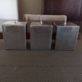 Set of three design candlesticks in brushed steel - Vintage Habitat - 1970s/1980s