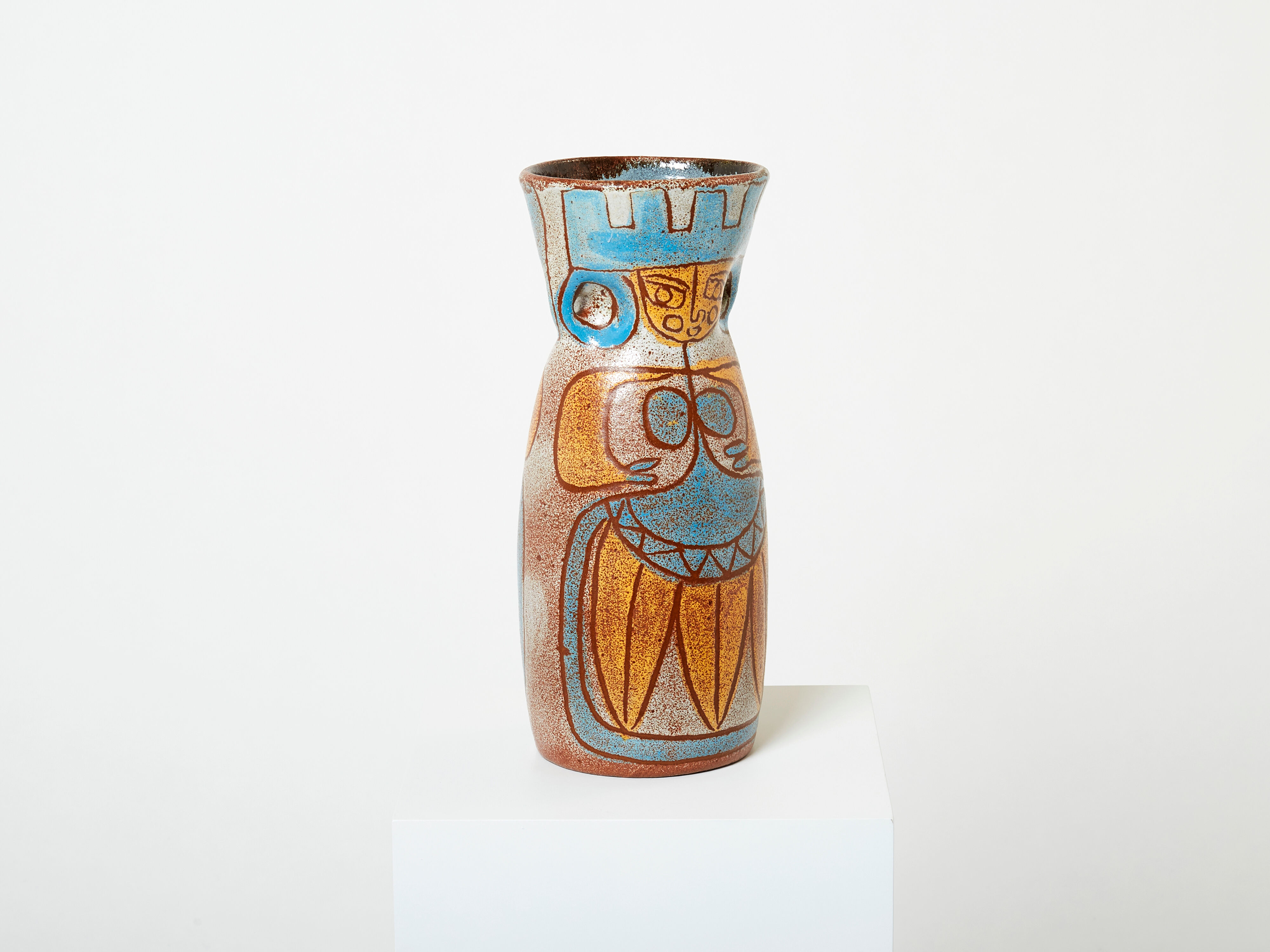 Rare glazed ceramic vase signed Accolay Maya collection around 1950