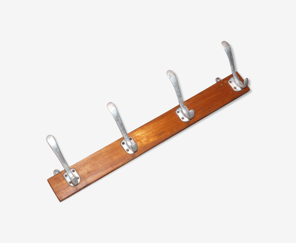 Portemanteau en bois et alu 4 patères