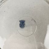 Half-porcelain cake dish Badonviller, blue flower pattern, early 20th century.