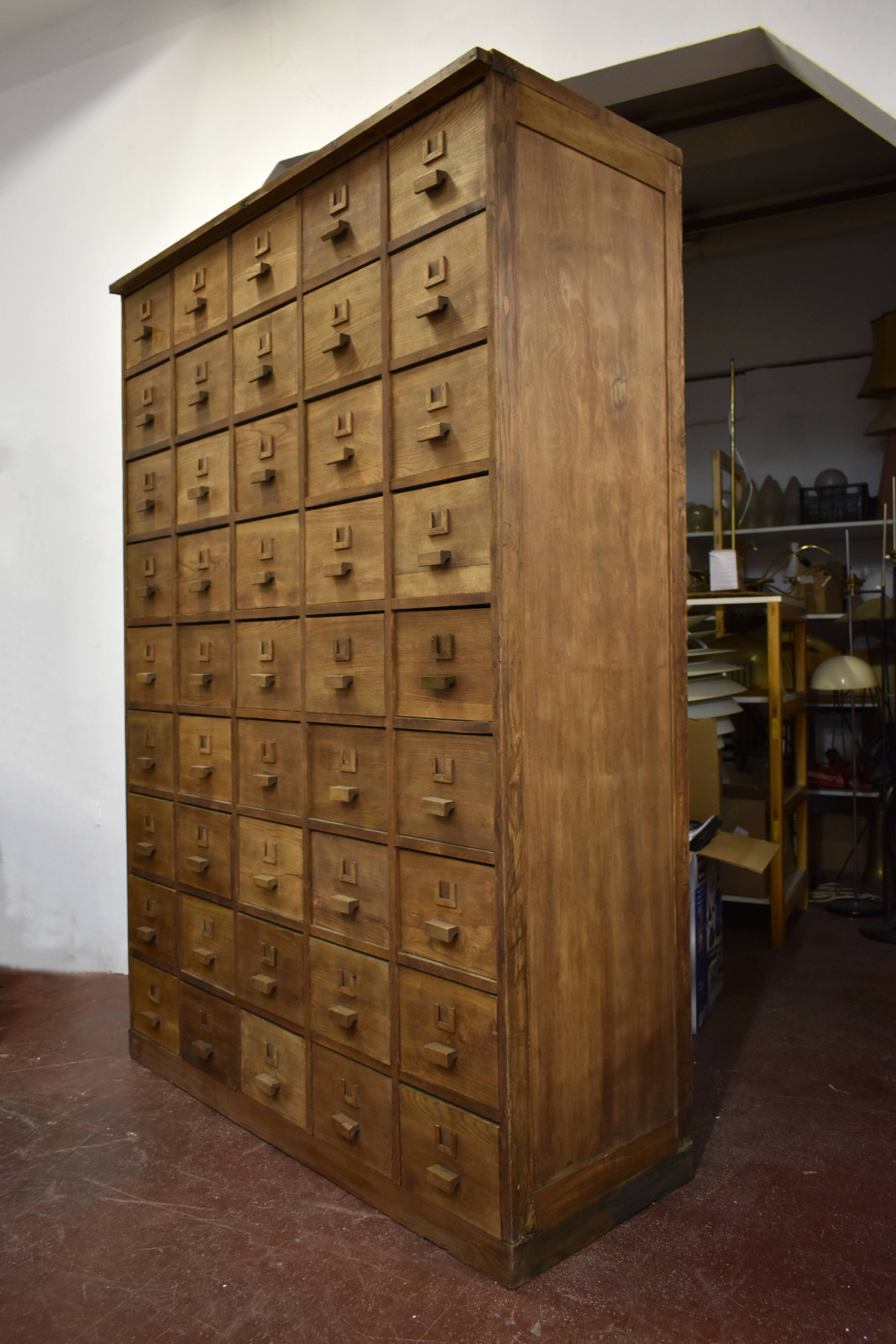 Mid century wooden apothecary drawers, 1940s, 50s