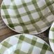4 assiettes creuses vintage en faïence Moulin Des Loups modèle Nappe vert