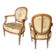 Pair of Louis XVI style armchairs in silk