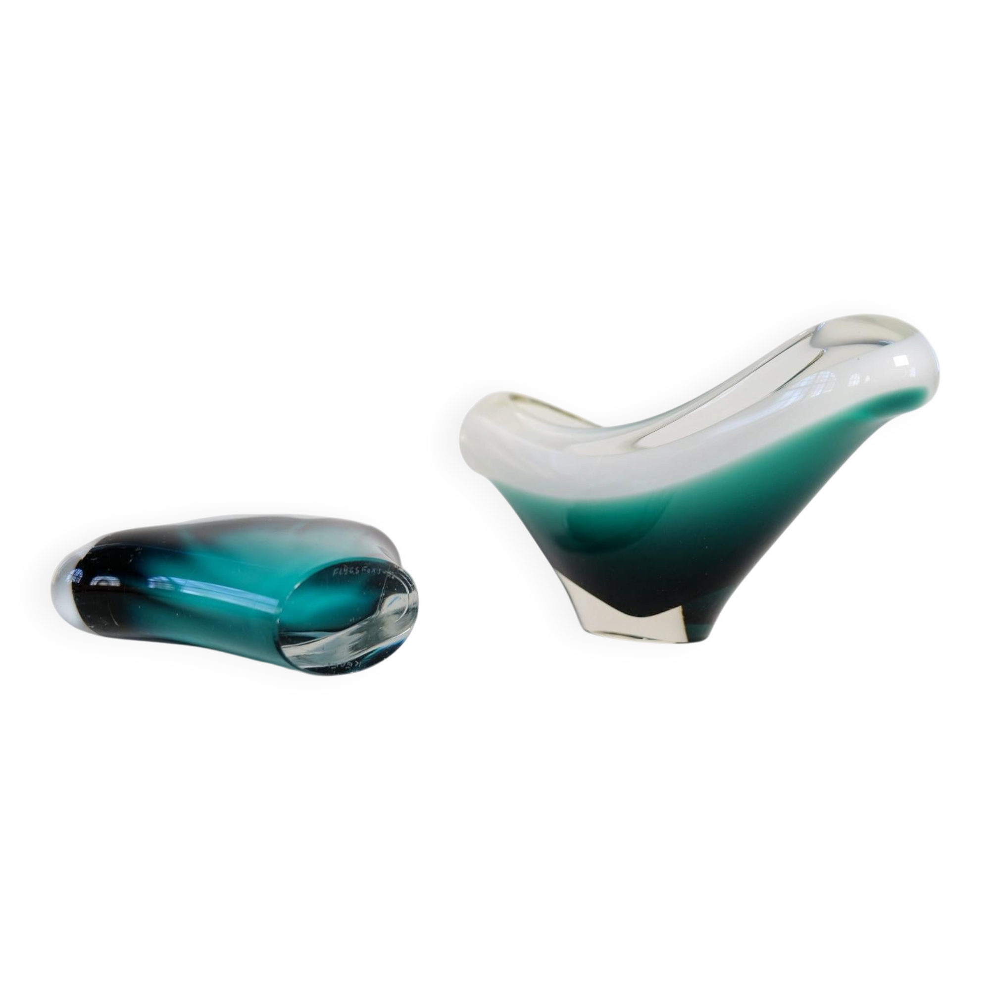 Set of 6 pieces of modern mid-century art glass "Shell", Flygfors Sweden 1955