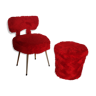 Chaise moumoute style pelfran avec son pouf