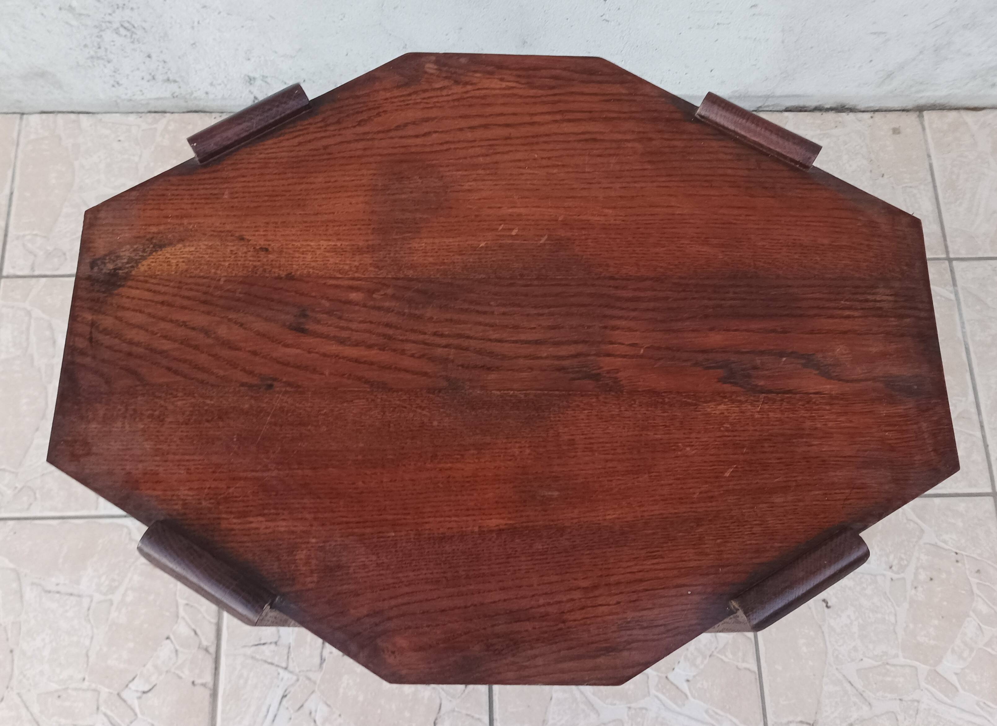 Art Deco side table in solid oak