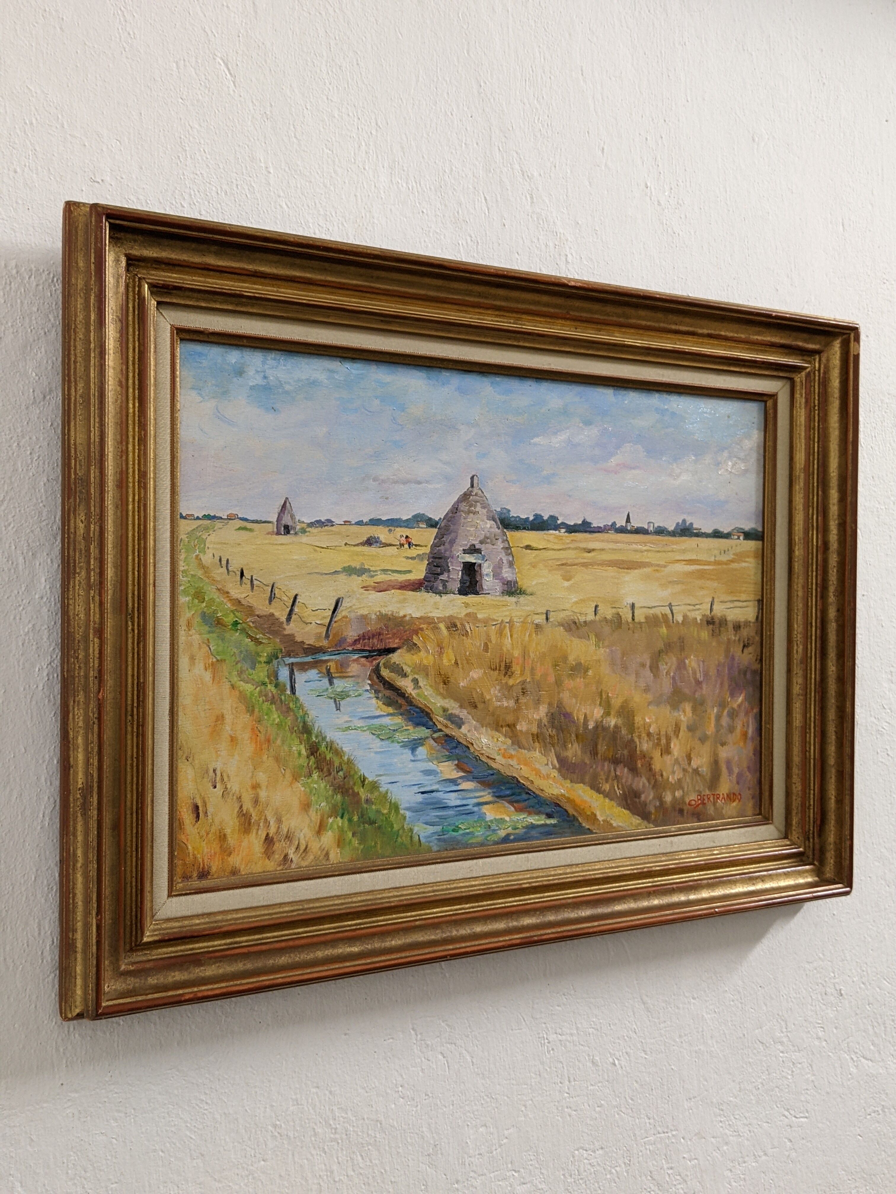 Oil landscape painting The salt marshes in Royan