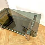 Chrome and smoked glass coffee table