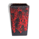 Vase rectangulaire rouge et noir en ceramique Fat Lava / vintage années 60-70