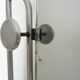 Cloakroom with aluminum coat with mirror, 6 hooks, hat holder. Year 50