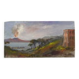 Oil on wood by Riccardo Capone sea view Italy 50s 60s