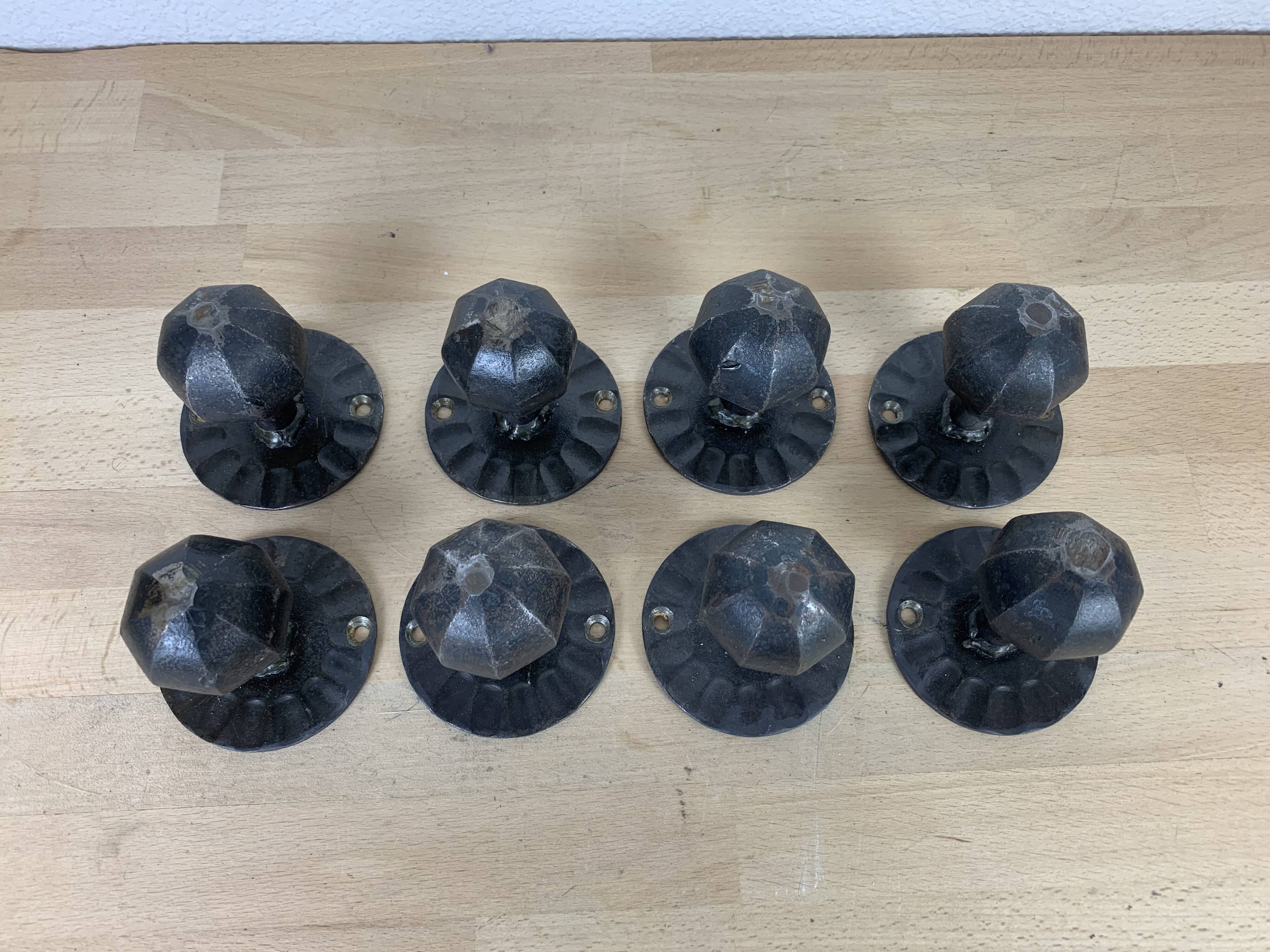 8 brutalist wrought iron hooks