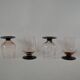 Lot de 4 verres à pieds roses et pieds noirs art déco années 30