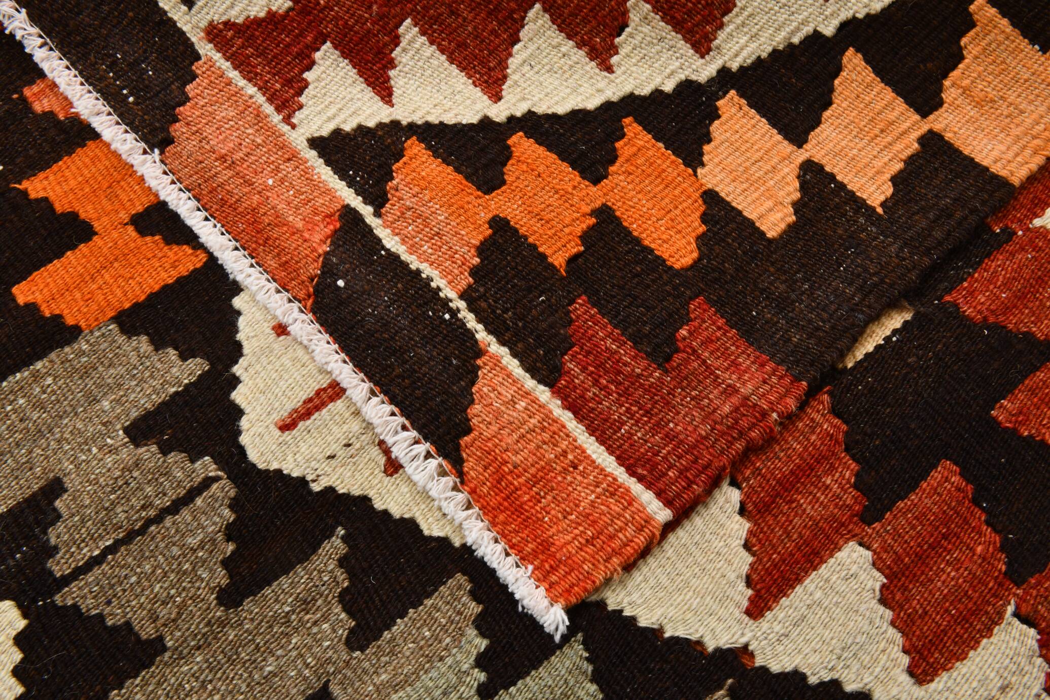 6x11 Geometric Pattern Turkish Vintage Kilim Rug, 172x346Cm
