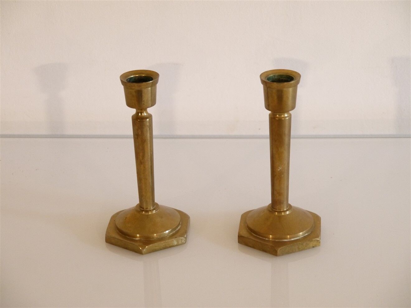 Pair of Scandinavian brass candle holders