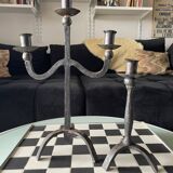 Paire de chandeliers français brutalistes