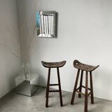 Pair of brutalist high stools