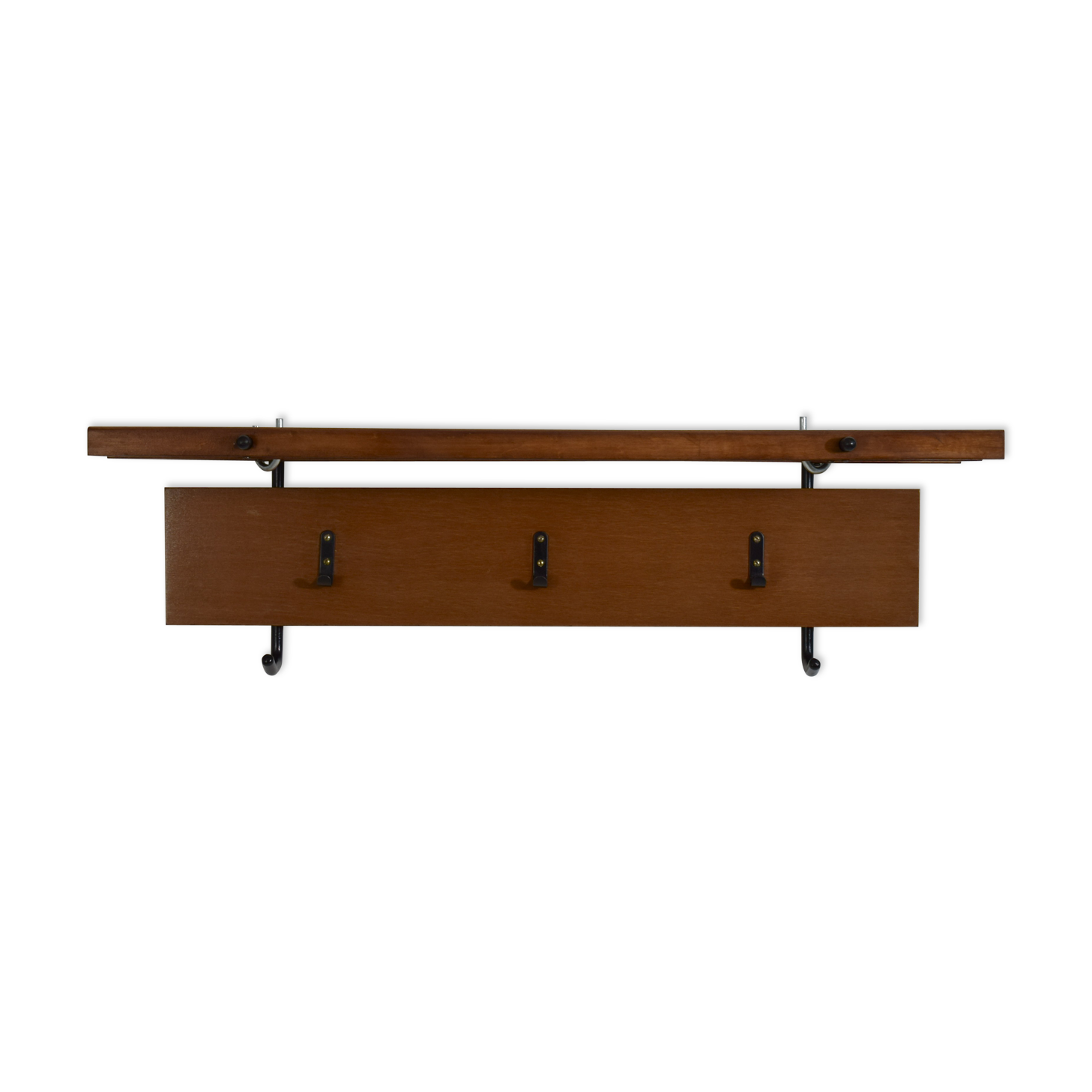 Scandinavian wall coat rack teak 1960