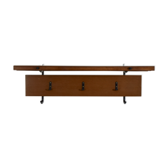 Scandinavian wall coat rack teak 1960