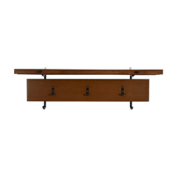 Scandinavian wall coat rack teak 1960