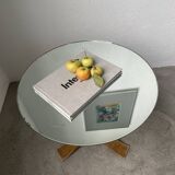 Art deco mirror pedestal table in walnut 1930