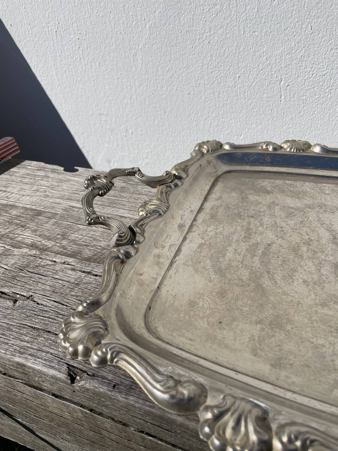Silver metal rectangular butler tray