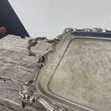 Silver metal rectangular butler tray