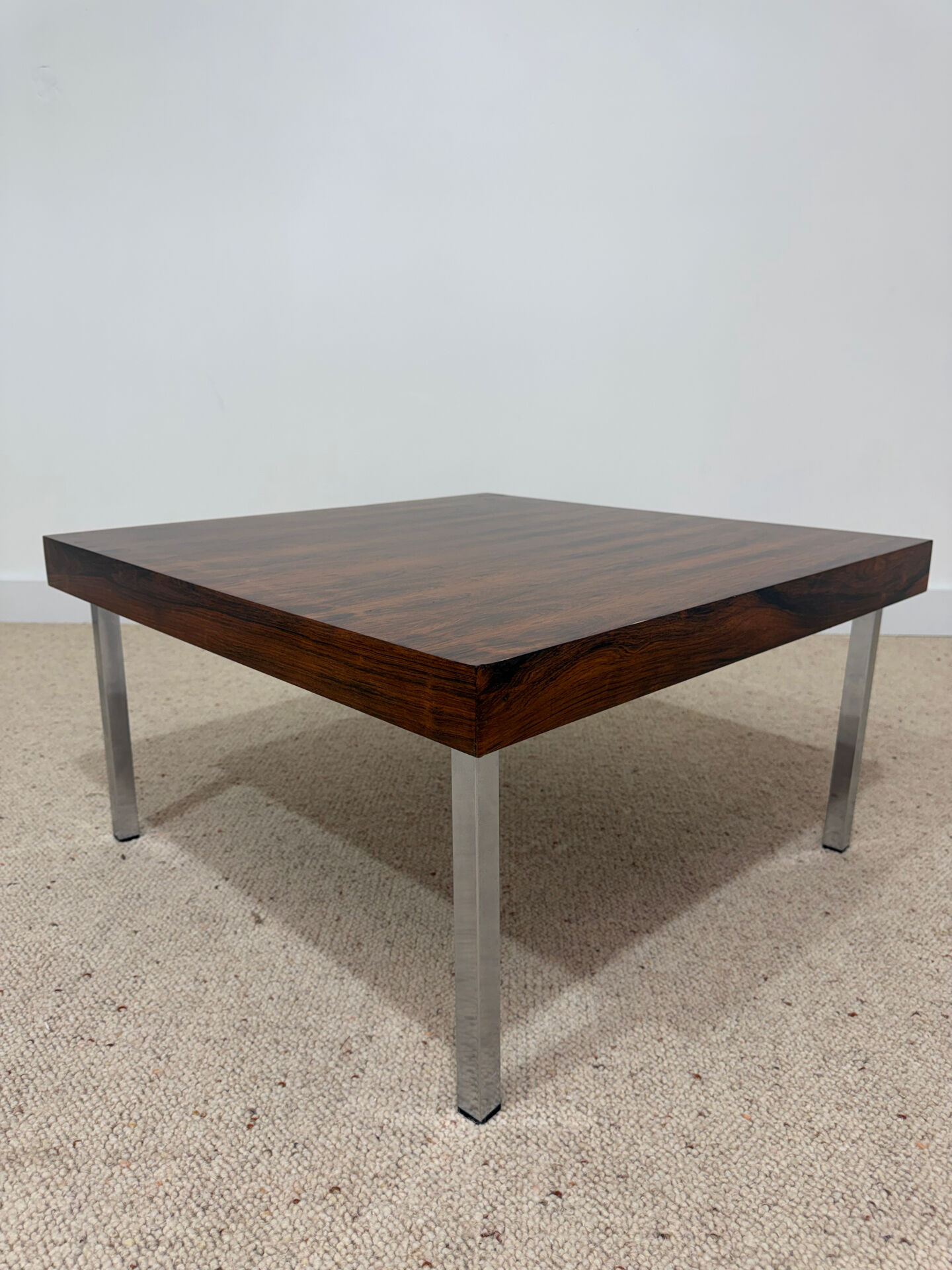 Vintage coffee table in rosewood and chrome steel – 1970s