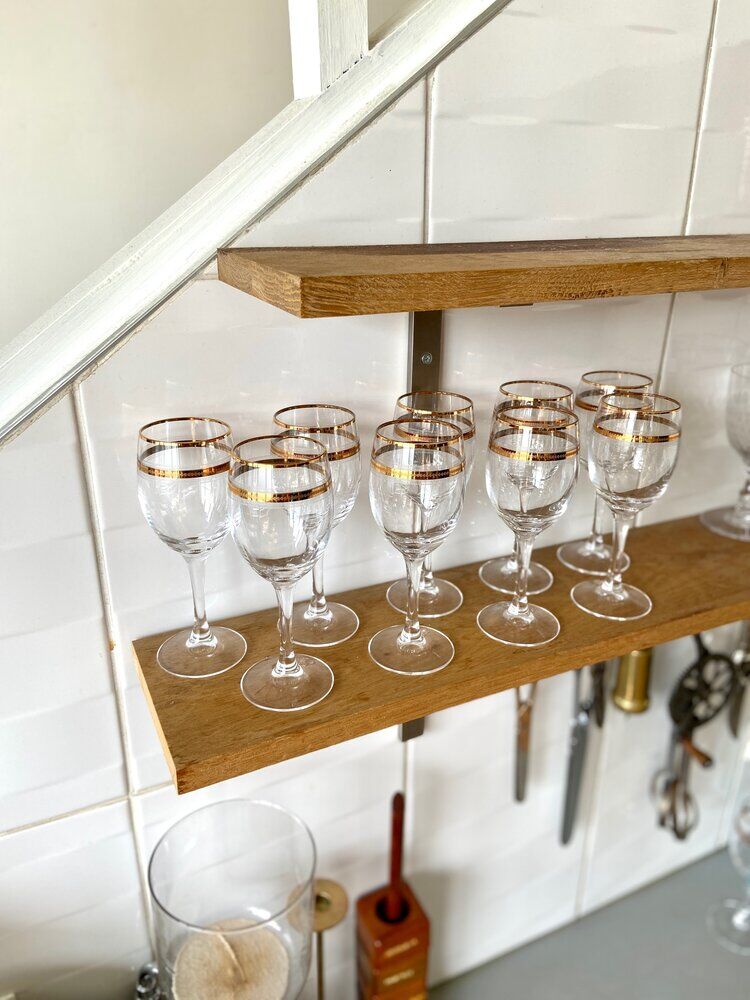 9 crystal walking glasses with gilding