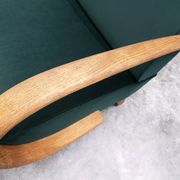 1930 Jindrich Halabala Bentwood Armchair in Emerald Green Velvet