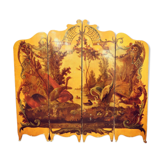 Nineteenth century four-leaf screen in lacquered wood