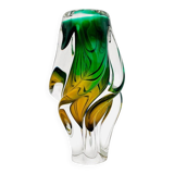 Vase Josef Hospodka - Sommerso - Amber & Emerald Green - Circa 1960