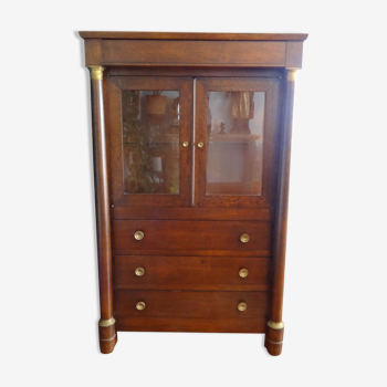 Vitrine-commode à colonnes détachées de style Empire 90 x 142 x 44 cm