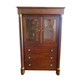 Vitrine-commode à colonnes détachées de style Empire 90 x 142 x 44 cm