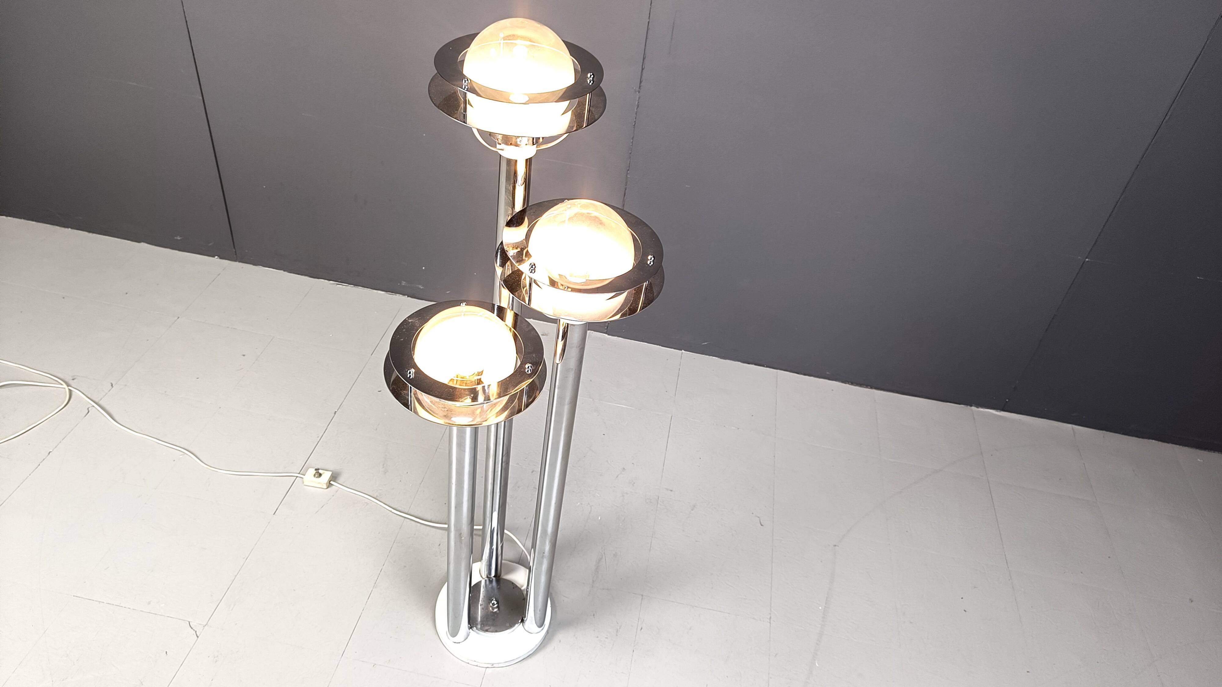 Space age chromed and glass floor lamp, 1970s