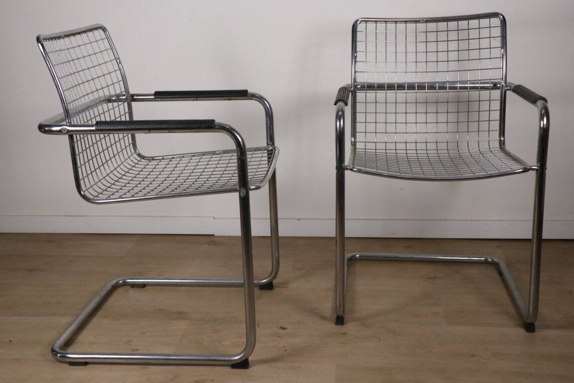 Pair of vintage chrome metal armchairs, 1970