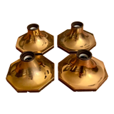 Suite of 4 vintage brass wall lamps, ceiling lights, by Motoko Ishii for Staff Leuchten 1970