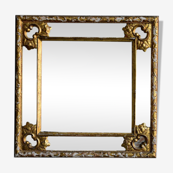 Miroir à parecloses époque XIXème en bois doré 55x55cm