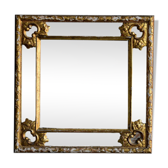 Miroir à parecloses époque XIXème en bois doré 55x55cm