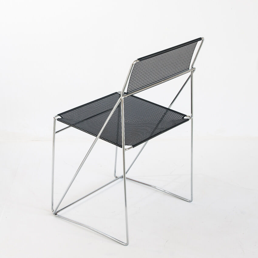 Vintage X-Line chair in enamelled and chromed metal by N.J. Haugesen for Bent Krogh